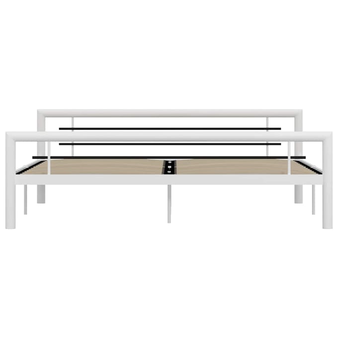 vidaXL - Bedframe - metaal - wit - en - zwart - 180x200 - cm
