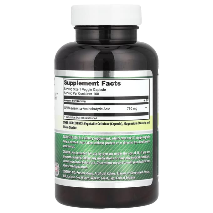 Gaba, 750Mg, 100 Vegetarische Capsules