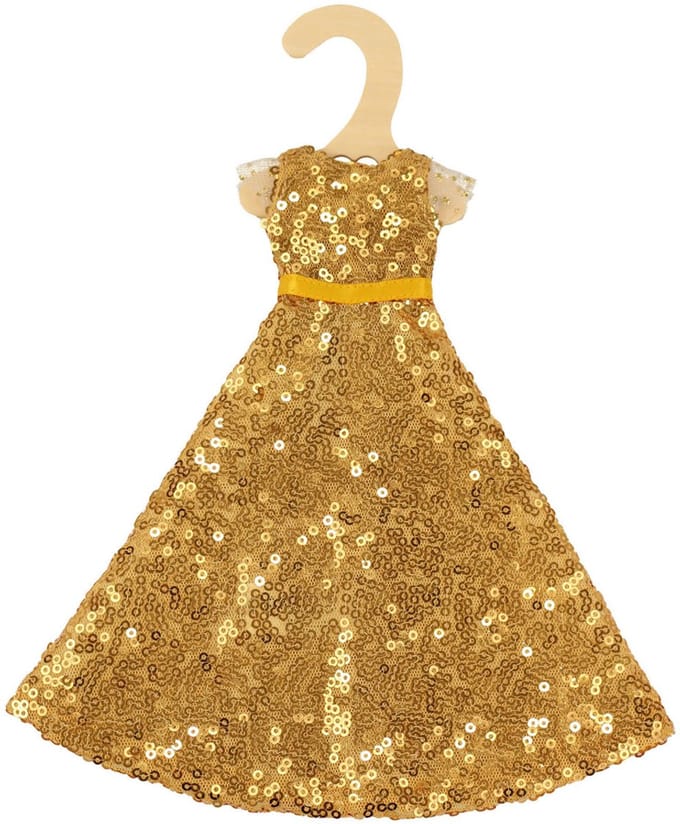 Paillettenjurk Goldstar voor Modepoppen - 29cm