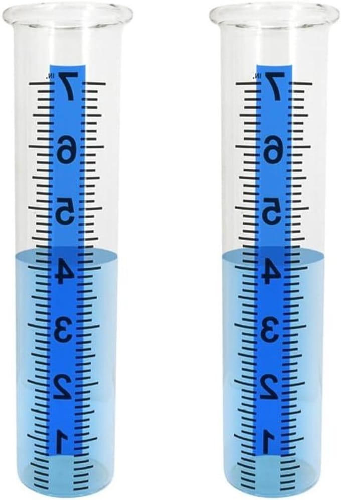 Regenmeter Buis - Regenmeter Glas - Tuin Meten - Ingebouwde Blauwe Strook - 7 Inch - Transparant