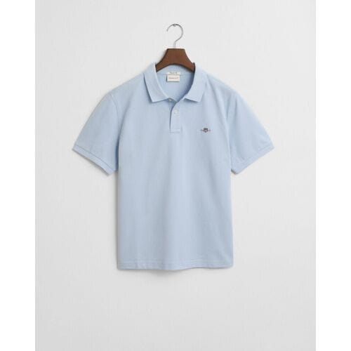 Gant Polo Fine Shield Short Sleeve Piqué Uni Fresh Blue / male