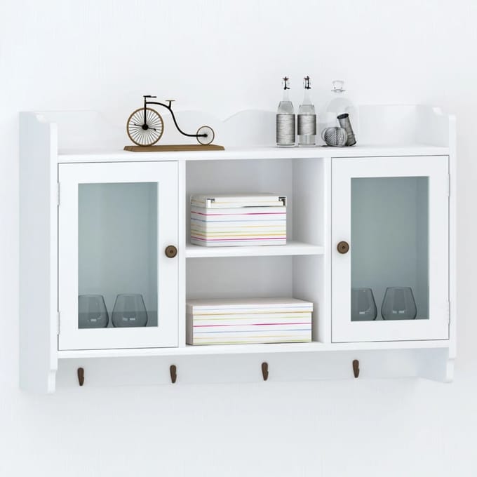 vidaXL - Wandschap - voor - boeken/DVD's - MDF - wit