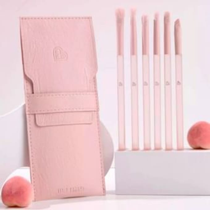 BLJ - Eye Brush Pouch Set - Semi Sugar Peach #Pink - 6pcs