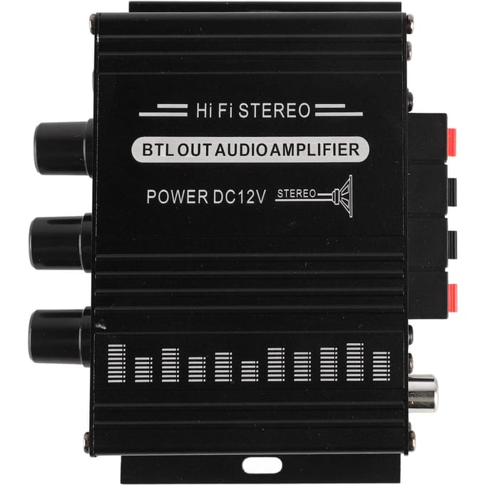 Stereoversterker 12V Draagbaar Heldere Geluidskwaliteit Mini Versterker voor Auto Motorfiets Thuis AK270 black