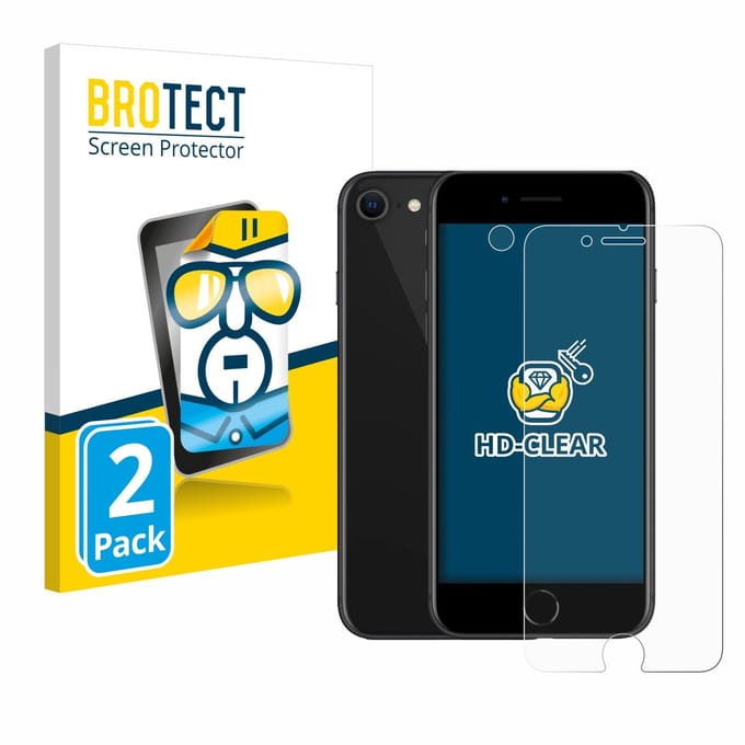 BROTECT - Screenprotector voor Apple iPhone SE 2 / SE 3 (Voorkant + caméra) - Folie Beschermfolie transparant 2 Stuks