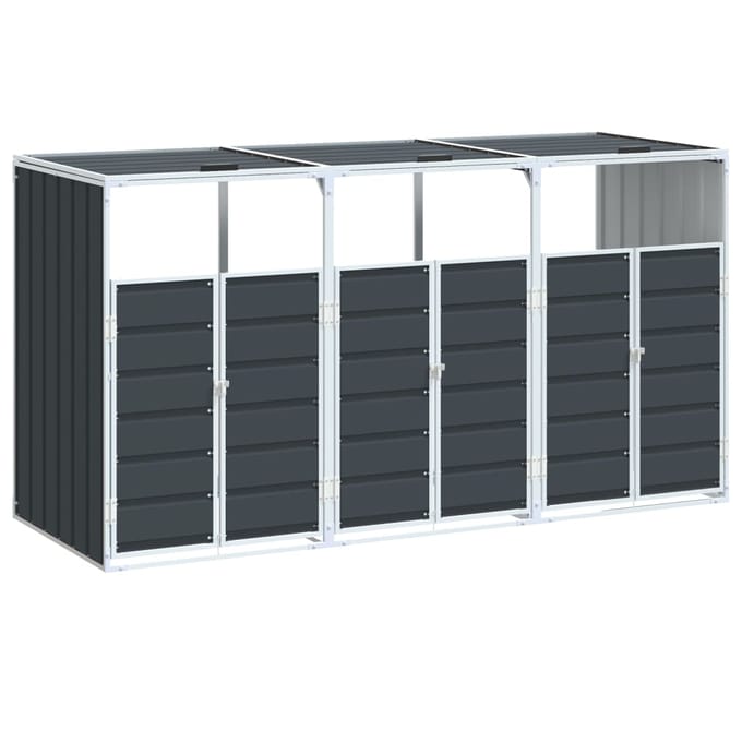 vidaXL - Containerberging - voor - 3 - containers - 216x81x115cm - staal - antraciet