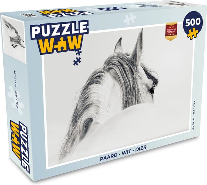 Puzzel Paard - Wit - Dier - Legpuzzel - Puzzel 500 stukjes