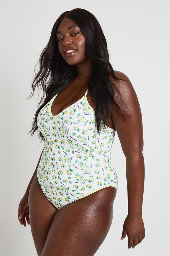 boohoo Dames Plus Badpak Met Citroenprint | Maat: 44