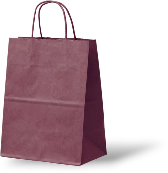 Bordeaux Kraft Tas (Medium) - Papieren Tassen - 24x12x31 cm - 50 Stuks
