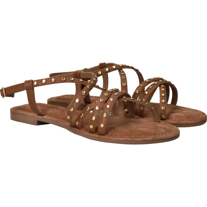 Lazamani Tova Studs Sandalen - Dames - Cognac - Maat:40