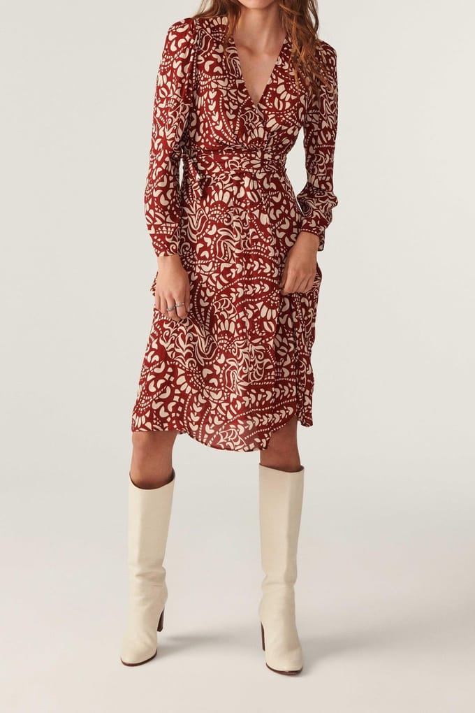 BA&SH Robe Kodile Terracota Größe: XS | Midikleider Outlet | Damen