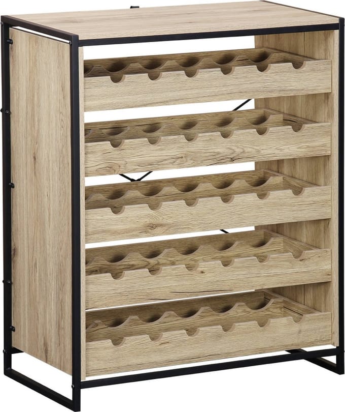 sweeek - Wijnrek, loft, 5 schappen l 75 cm x l 40 cm x h 90 cm