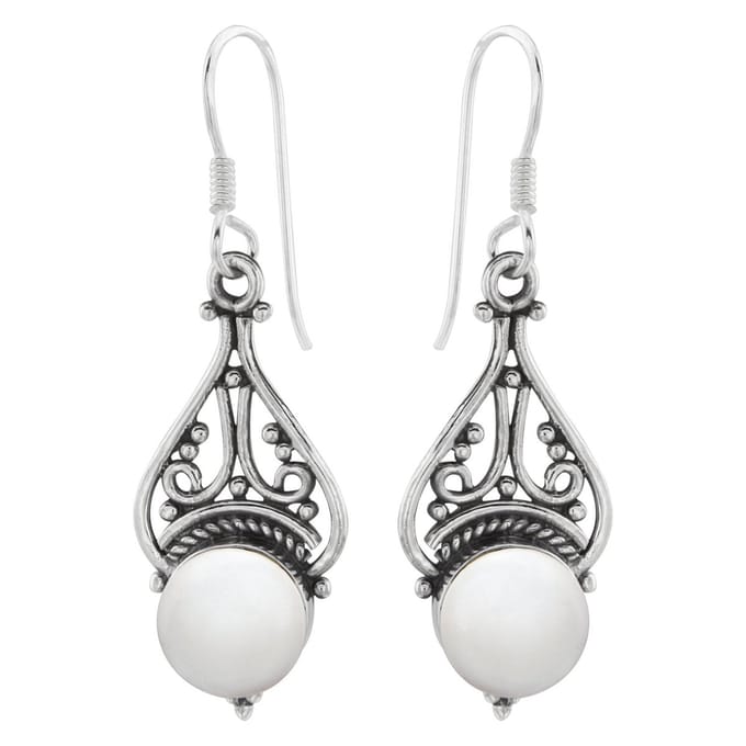 WeLoveSilver - oorhangers - zilver - druppelvorm - parelmoer steen