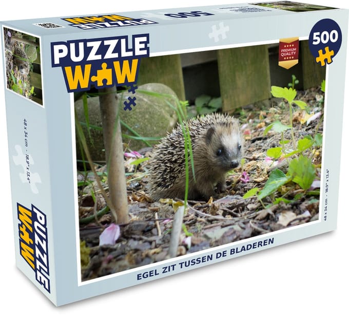 Puzzel Egel zit tussen de bladeren - Legpuzzel - Puzzel 500 stukjes