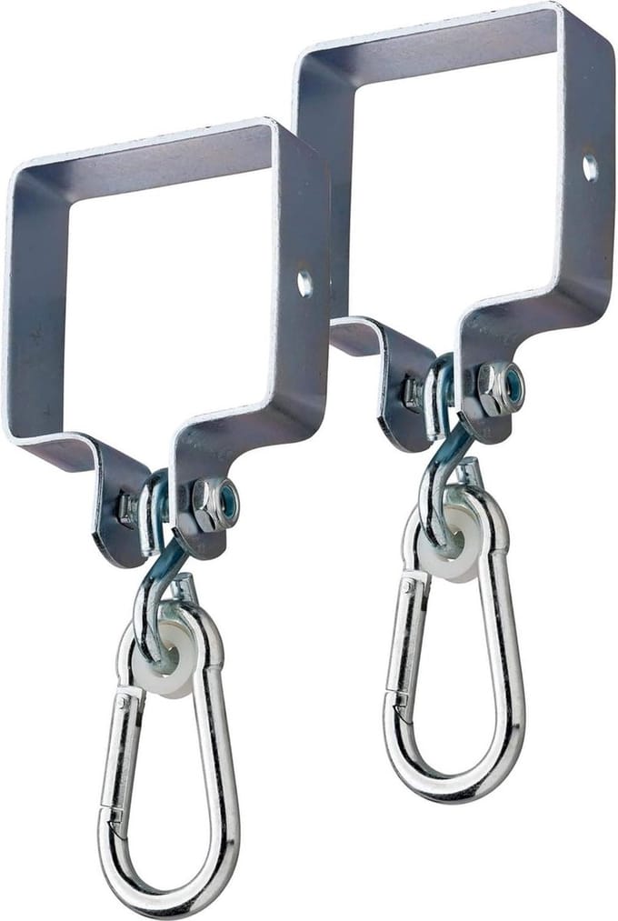 Schommelklemmen karabijnhaak set 9x9 cm kanthout ebbehout L-vormig