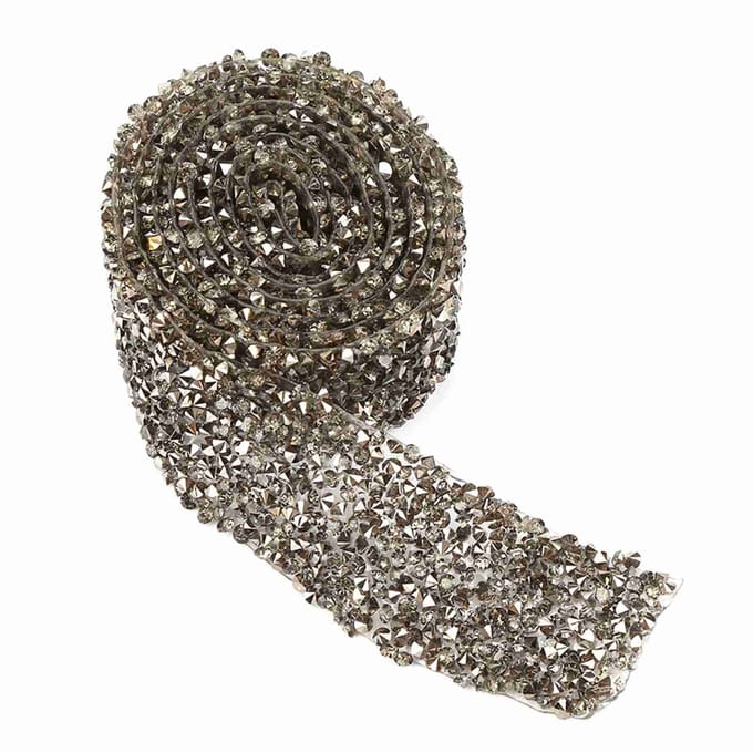 1 yard 30mm Diamant Mesh Wrap Rol Glitter Kristal Strasslint Decoratie (Grijs) black