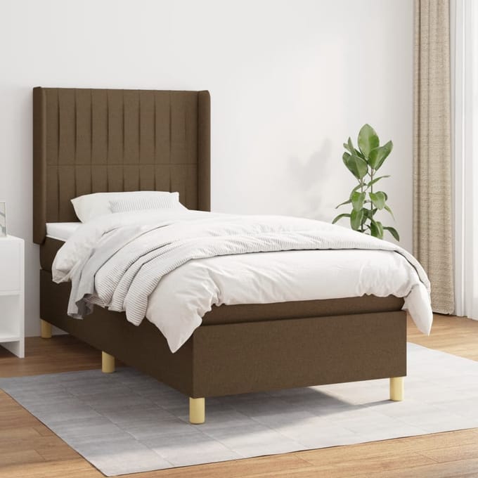 vidaXL - Boxspring - met - matras - stof - donkerbruin - 80x200 - cm