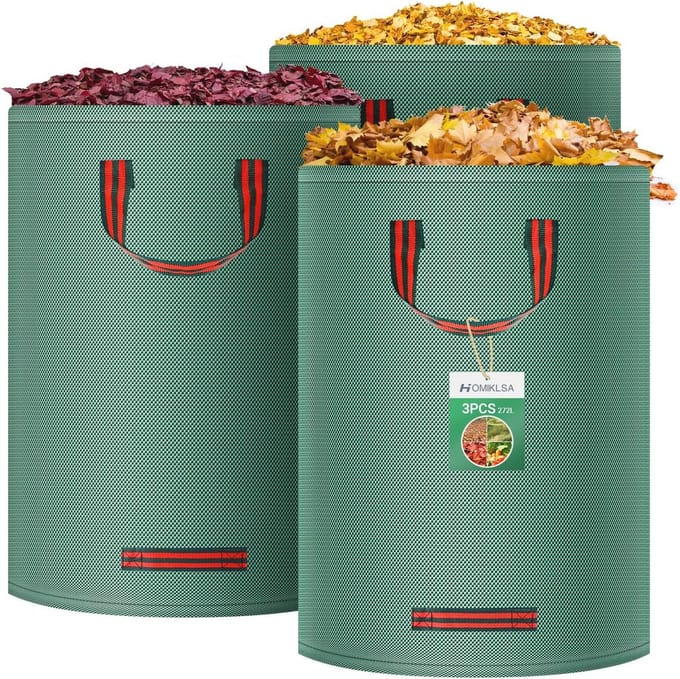 Solidchoice - Set van 3 Tuinafvalzakken met Handvatten, 272L, Duurzaam en Waterproof