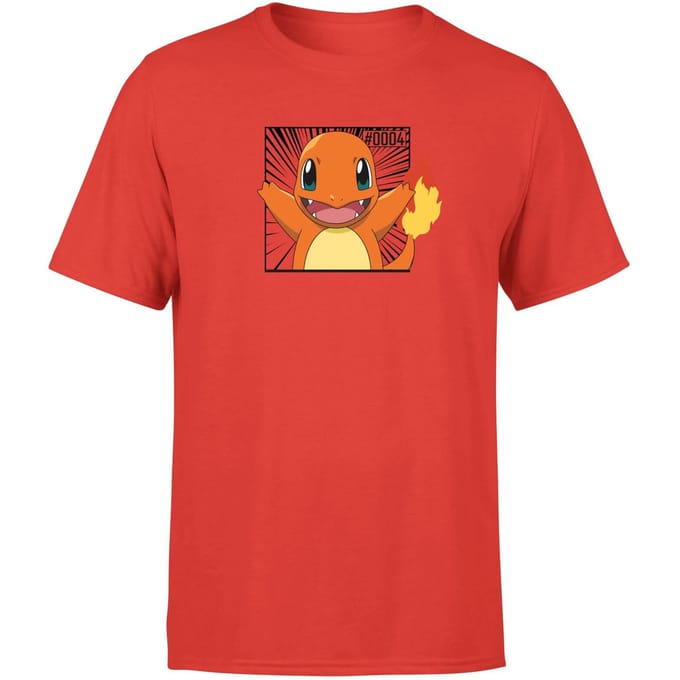 Pokémon Pokédex Charmander #0004 Men's T-Shirt - Red - S