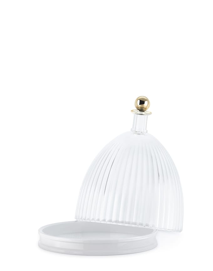 Kartell La Coupole dienblad met bel - transparent/blanc
