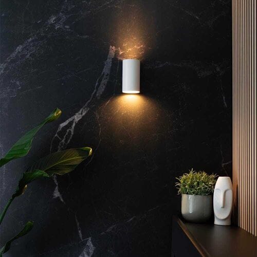 HOFTRONIC – Giove bianco cilindervormige wandlamp – Dimbaar – Up en downlight – Mat wit aluminium – GU10 fitting – IP20 – Binnengebruik