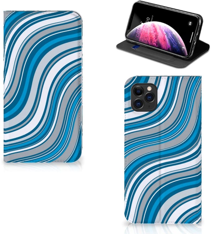 Apple iPhone 11 Pro Max Hoesje met Magneet Waves Blue