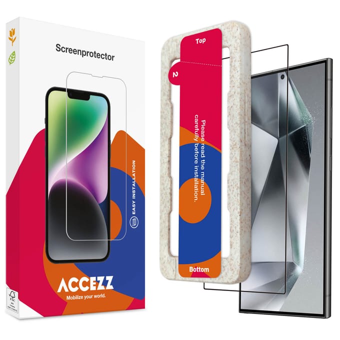 Accezz Screen Protector - Geschikt voor Samsung Galaxy S24 Ultra - Gehard Glas Full Cover Screenprotector met Bio Applicator