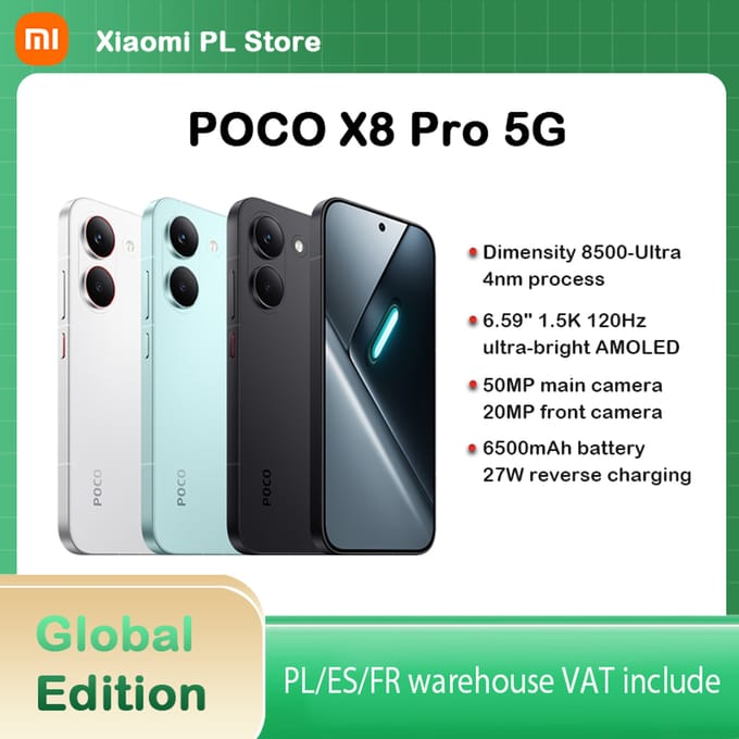 POCO X8 Pro 5G 8GB 256GB 12GB 512GB NFC Smartphone Dimensity 8500-Ultra 6500mAh Batterij