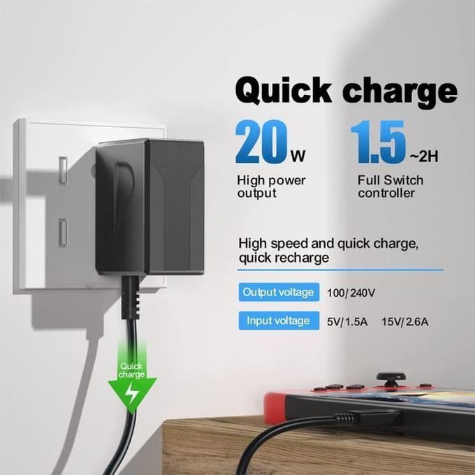PRISE UE - Chargeur pour Nintendo Switch, 15V, 2,6 a, Adaptateur de câble, Charge rapide, Pour Switch Lite, S