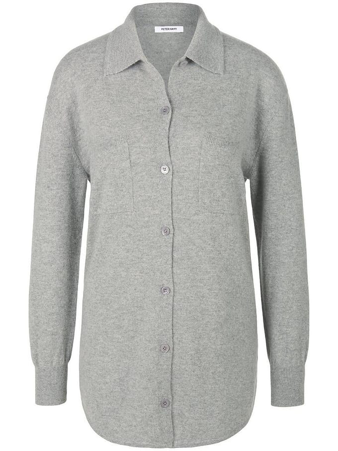 Gebreid shirt polokraag Van Peter Hahn grijs