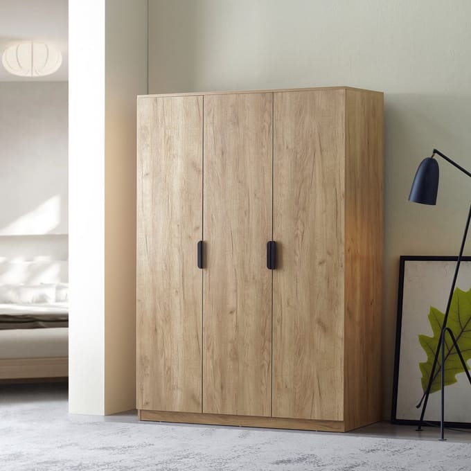 Kledingkast Eiselfing 176x120x52 cm met 4 vakken eikenkleurig [en.casa]