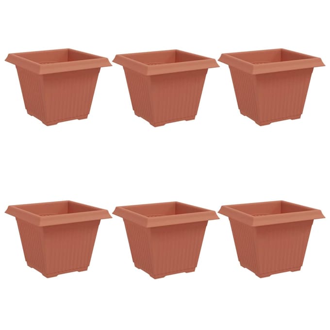 vidaXL - Vierkante - Bloempot - 6 - st - Baksteenrood - 38 - x - 38 - x - 30 - cm - Kunststof