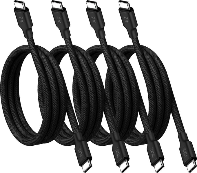 Voordeelbundel usb C kabels - Usb C naar usb C - 2 meter - Lang - 4 stuks - Zwart