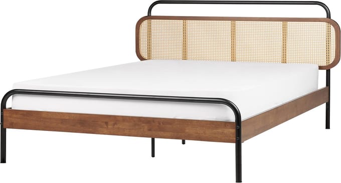 BOUSSICOURT - Tweepersoonsbed - Bruin - 180 x 200 cm - Rubberhout