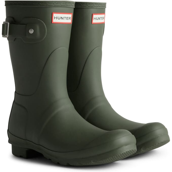 Hunter Original Short Boot Rubberen Dames Donker Olijf Groene Wellington Laarzen