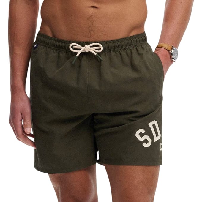 Superdry Printed Logo 16-Inch Zwemshort Green Grootte: M