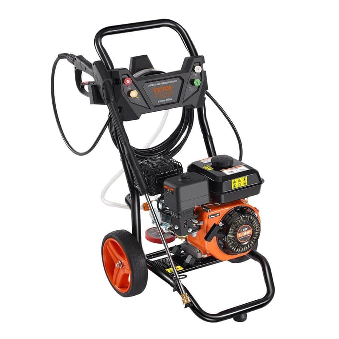 Nettoyeur haute pression à essence 3400 PSI 2,6 GPM avec jeu de 5 buses pour voitures Vertical