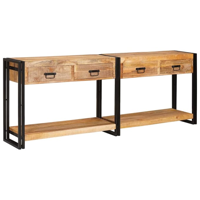 vidaXL - Wandtafels - 2 - st - Bruin - 200 - x - 33 - x - 75 - cm - Massief - Mango - Hout