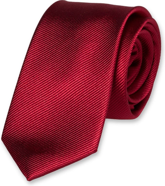 E.L. Cravatte Smalle Stropdas - Donkerrood - 100% Zijde