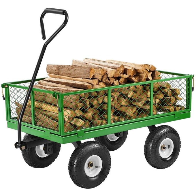 Stalen Tuinwagen 900lbs Capaciteit Heavy Duty Wagon Kar 10 inch Banden