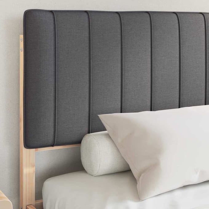 vidaXL - Bedframe - met - Gevoerde - Hoofdbord - Donkergrijs - 150 - x - 200 - cm
