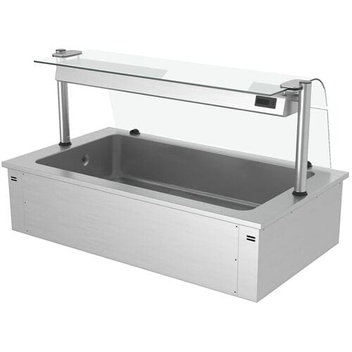 GGM Gastro Einbau Eiswanne - 1500mm - 4x GN 1/1 - 160 Liter - mit Glas-Hustenschutz Zilver