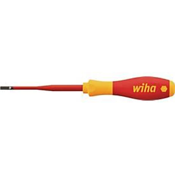 VDE Platte schroevendraaier Wiha Schlitz-Schraubendreher 6,5mm SoftFinish-slimFix VDE1000V 10155 Kopbreedte: 6.5 mm Koplengte: 150 mm
