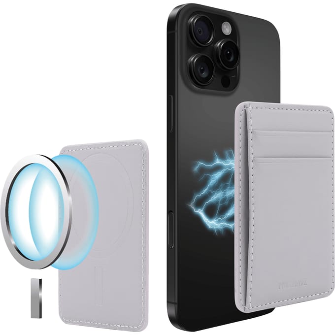 Musthavz Vegan Leather MagSafe Wallet – Magnetische Kaarthouder voor iPhone, platina grey