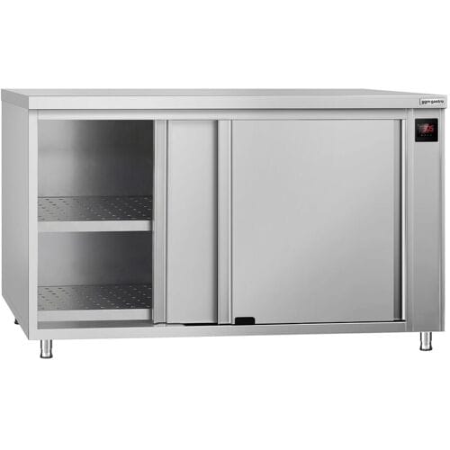 GGM Gastro Warmhoudvitrine ECO - 1,50kW - met glazen schuifdeuren - 1400x700x870mm zilver