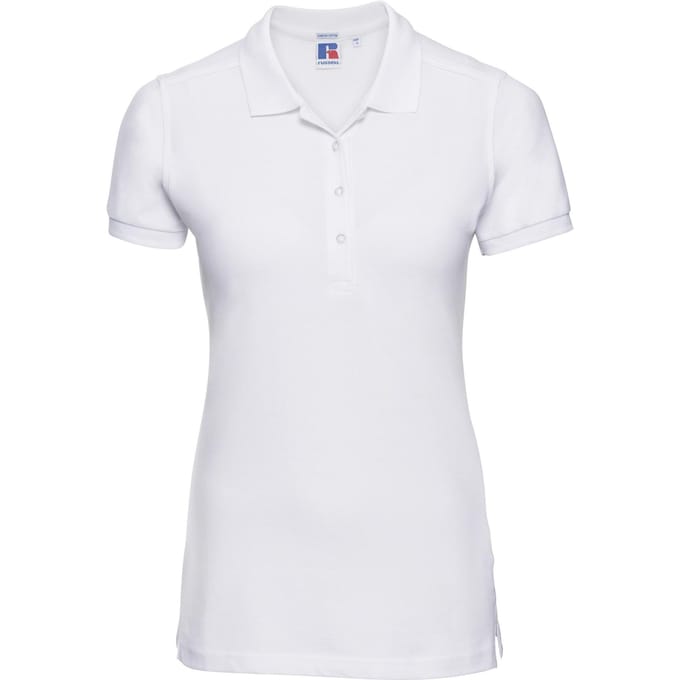 Russell Dames/dames Stretch Short Sleeve Polo Shirt (Wit)