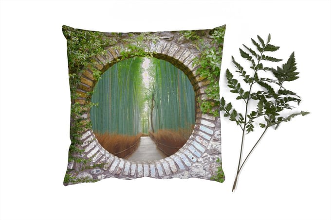 Sierkussens - Kussentjes Woonkamer - 60x60 cm - Bamboe - Bos - Japans - Doorkijk
