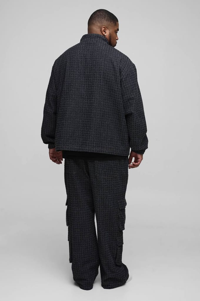 Plus Textured Denim Trechterhals Shirt | Black | Size 2XL