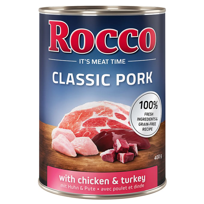 Rocco Classic Pork 6 x 400g Hondenvoer Kip & Kalkoen