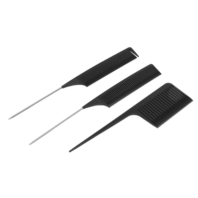 3 Stuks Highlighting Kam Set Puntige Staart Haarkleurkam Styling Haarkleuring Haarscheidingstool black